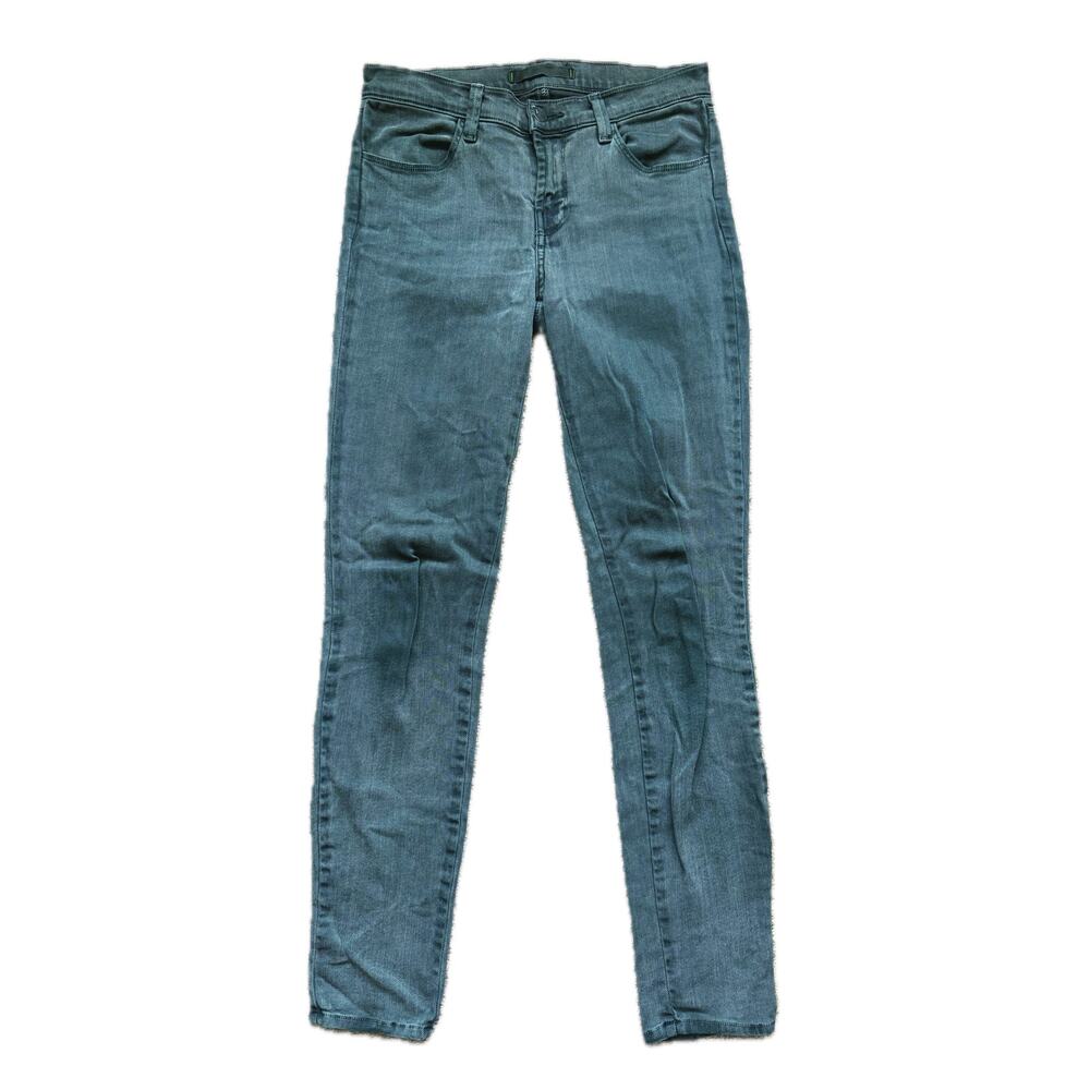 J Brand Y2K Skater Mid Rise Skinny Jeans Size 27 Green Indie Grunge Punk Edgy